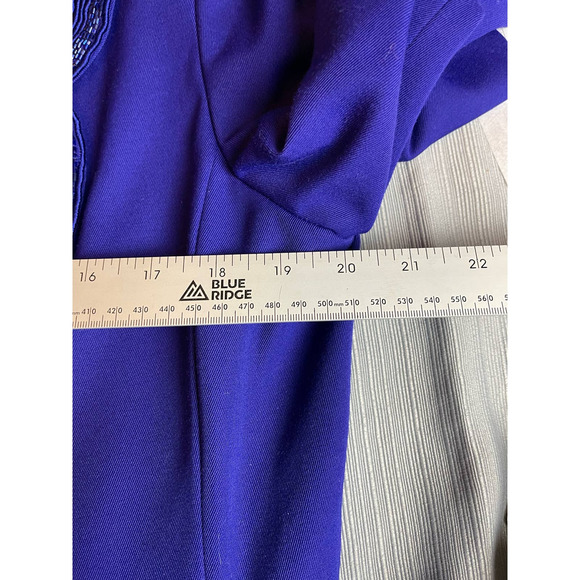 Chancelle 2 Piece Blue Skirt Suit with Beaded Embellishment Size 14 - Picture 12 of 15